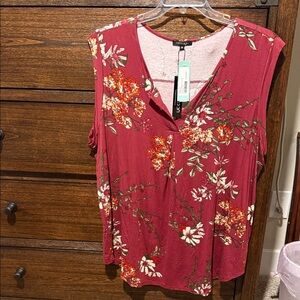 Papermoon Burgundy Floral Sleeveless Blouse